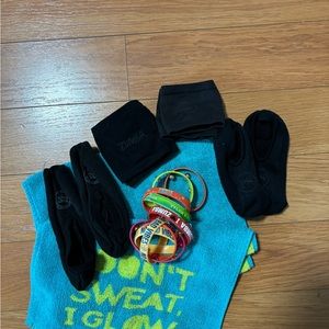 Zumba lot. Towel, dance, socks, bracelets.
